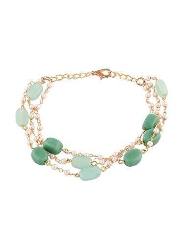ZAVERI PEARLS Green Multistrand Beaded Ethnic Bracelet For Women-ZPFK13619
