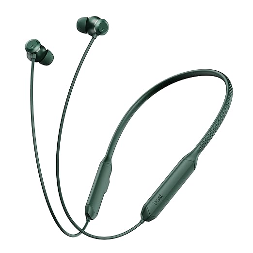 Boat Rockerz 255 Z Plus,AI-Enx Tech,Spatial Audio,50HRS Battery,Low Latency Mode,Fast Charge,App Support,IPX4,GFPS,BT V5.3,Bluetooth Neckband,Wireless with Mic in Ear Earphones (Pine Green)