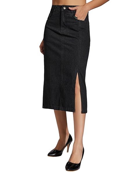 Miss Chase Women's Straight High Rise Mini Denim Skirt