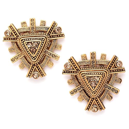 Karatcart Silver Tone Diamond Shape Pink and Blue Carved Stone Studded Drop Earrings for Women