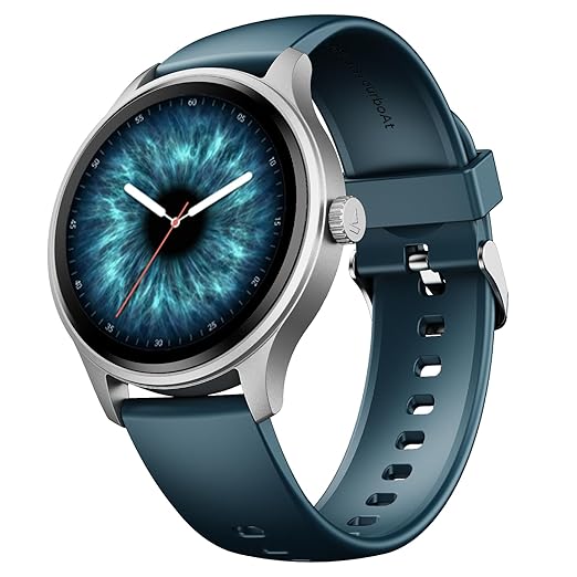 Boat Lunar Discovery Neo, 1.39" (3.5 cm) Round HD Display, Premium Metallic Finish, Animated Watchfaces, 100+ Sports Mode, Bluetooth Calling, Smart Watch for Men & Women (Ocean Blue)