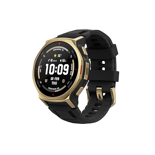 Amazfit T-Rex 3 Pro Outdoor Smart Watch 44mm Sapphire AMOLED Display with Flashlight, Ti Bezel, Dual Band GPS, Offline Maps, 25 Days Battery, 10 ATM, 180+ Sports Mode for Android & iPhone, Black Gold