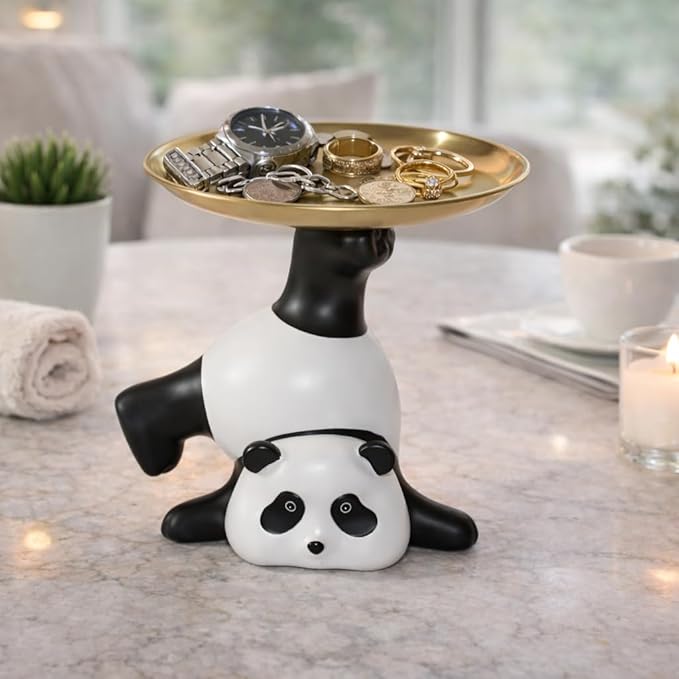 CraftVatika Decorative Showpiece for Home Decor Living Room, Home Decoration Items for Living Room, Teddy Bear Tray Organizer Showpiece, Office Desk Decor, Housewarming for Woman Man