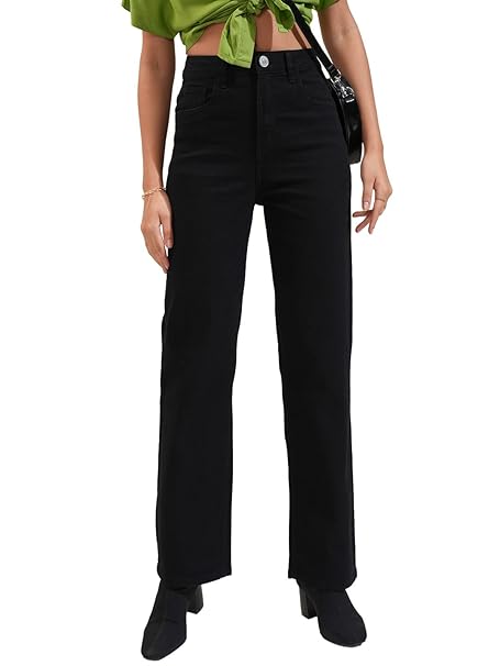 Tokyo Talkies Women's Straight Fit Regular Jeans | Stretchable Mid-Rise Jeans Pant