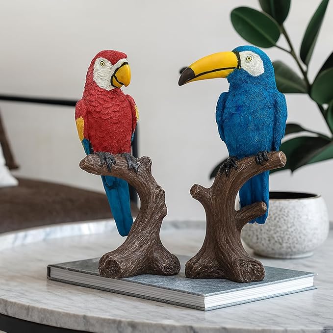 Xtore Parrot Love Couple Vastu Bird Figurine Showpiece Sitting on Tree for Home Decor (Pack of 1, Multicolor)