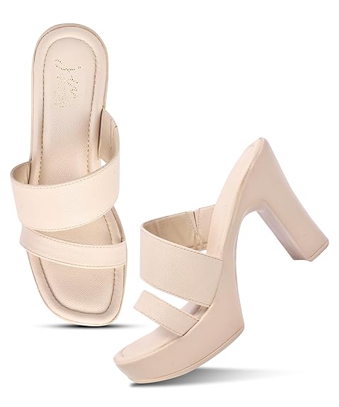 JM LOOKS Women Platform Block Heel Sandals with Dual Strap Upper