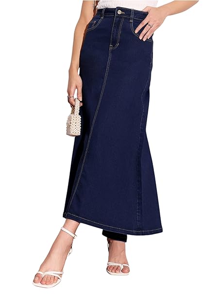Miss Chase Women's Straight High Rise Mini Denim Skirt