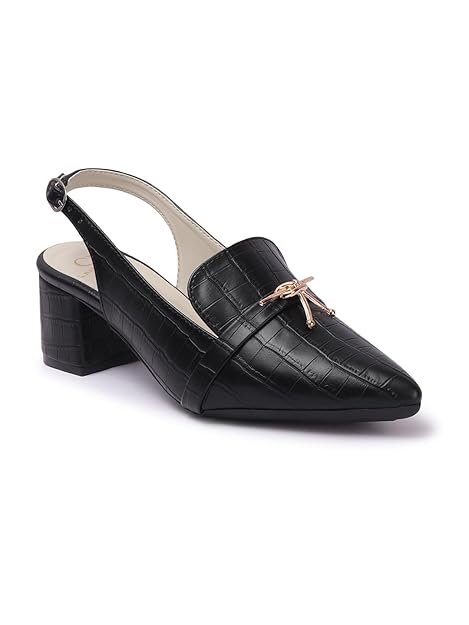Carlton London Women Comfortable Block Heel Pointed Toe Slingback Fashion Shoes for Party, Office use, Casual use