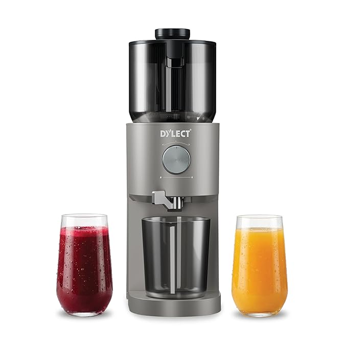 DYLECT® NutriMax Cold Press Juicer for Home | 130mm Wide Chute | Unique Compact Design | Reverse Function | Advanced Safety Features | Easy Assembly & Cleaning | All Types:Hard, Soft & Leafy