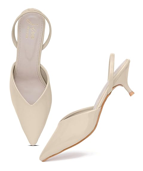 JM LOOKS Sophisticated Pointed Toe Kitten Heels With Elegant Slingback Straps For Professional And Evening Occasion Wear