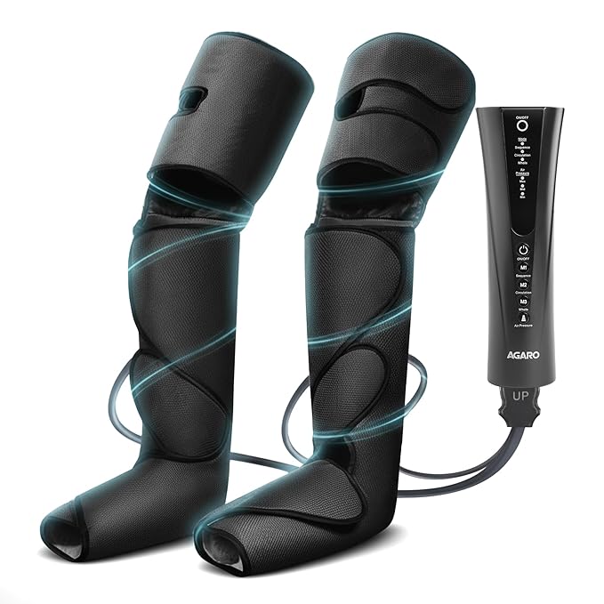 AGARO MAGMA Air Compression Leg Massager, Leg Foot Calves Thigh Massage Machine with Handheld Controller for Muscle relaxation and Blood Circulation (Black)
