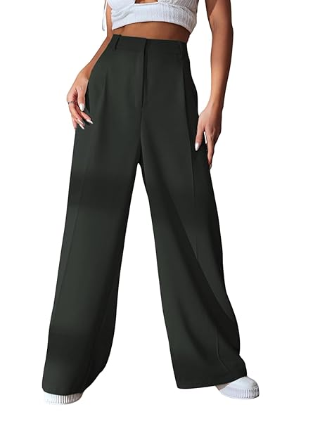 GRECIILOOKS Women High Rise High Waist Trousers Flared Korean Style Formal Pants| Elegant Workwear for Office, College & Events (Available in Plus Size)