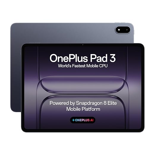 OnePlus Pad 3 World's Fastest Snapdragon 8 Elite Processor, 13.2" 3.4k Screen, 144Hz Adaptive Refresh Rate, 8 Speakers, AI, 12140 mAh Battery, 12 GB RAM + 256 GB ROM WiFi, Storm Blue