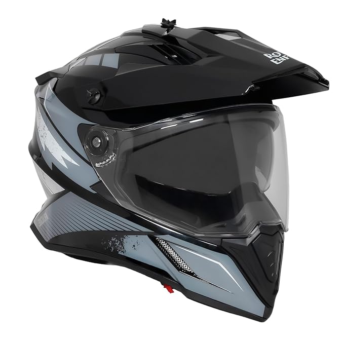 Royal Enfield Optimus Dual Sport Motocross Helmet | Certification: ISI & DOT |Outer Shell: ABS|Impact Protection: Dual EPS|Double D-Ring Magnetic Lock|UV Treated & Scratch Resistance|Black (L) 60 CM