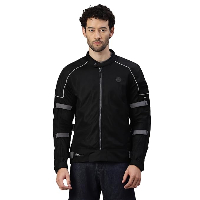 Royal Enfield unisex-adult Polyester Standard Length Streetwind V3 Riding Jacket Black (XL) 44 Cm Ergo Pro-Tech Ce Level 2 Protectors At Shoulder & Elbow & Pocket For Back Protectors
