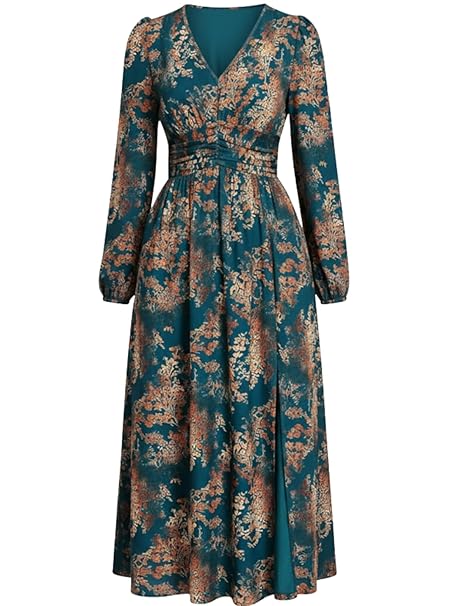 Leriya Fashion V Neck Maxi Dress for Woman |Aline Dress for Women |Long Flared Dress for Womens|Summer Casual Outfit Wear Events, Date & Evening Look |Perfect Gaun Wear for Woman's