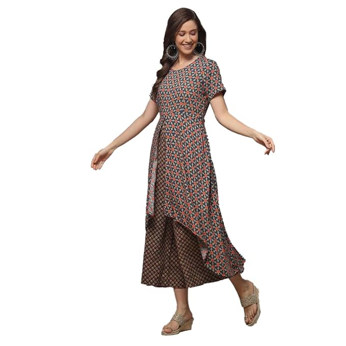 BIBA Women LIVA Straight Printed Jumpsuit Dress