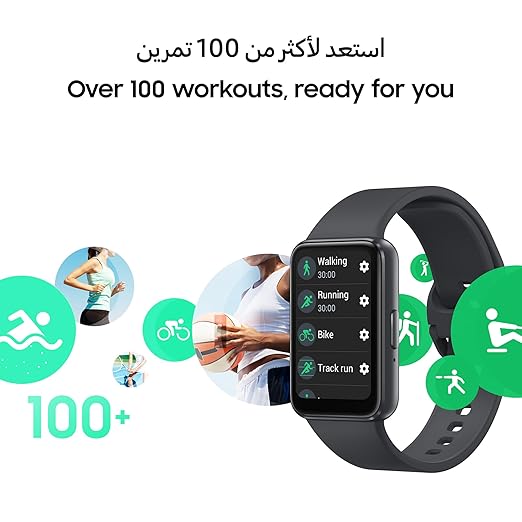 Samsung Galaxy Fit3 Light and Sleek Fitness Band, 13 Days Battery, 100+ Exercises and Sleep Tracking, Dark Gray (Black)