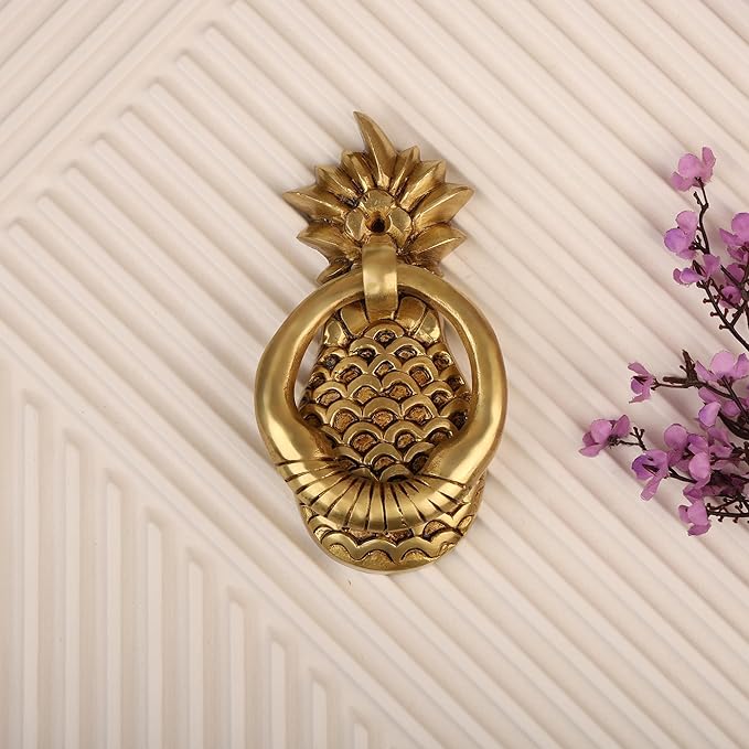 Brass Pineapple Door Knocker for Main Door | Antique Finish | Standard Size | Elegant Home Entrance Décor | Durable & Stylish Front Door Accessory | Pack of 1