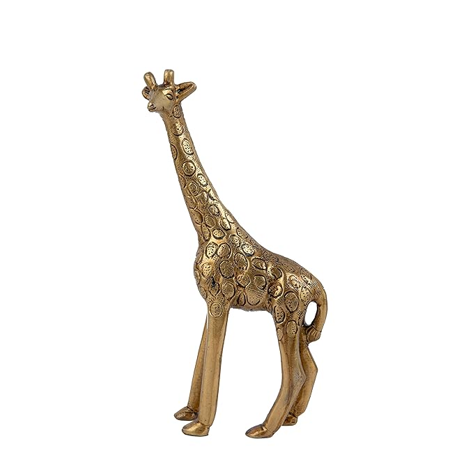 Brass Giraffe (8 Inches and 550g) Ethnic Design Handmade Statue for Home Decor Office Counter Decorative Antique Figurine Handcrafted Unique Piece Showpiece Vastu Animal Gift Item