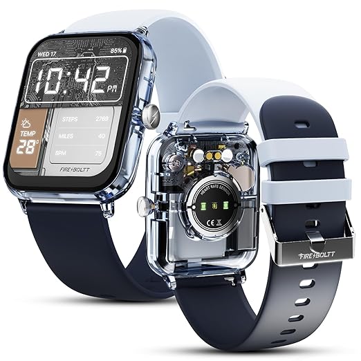 Fire-Boltt Ninja Phantom Smart Watch 1.83” Display, Transparent Clear Body Design, Bluetooth Calling, 120+ Sports Modes, Voice Assistant, AI Outfit Watch Face Smartwatch for Men & Women Frost White