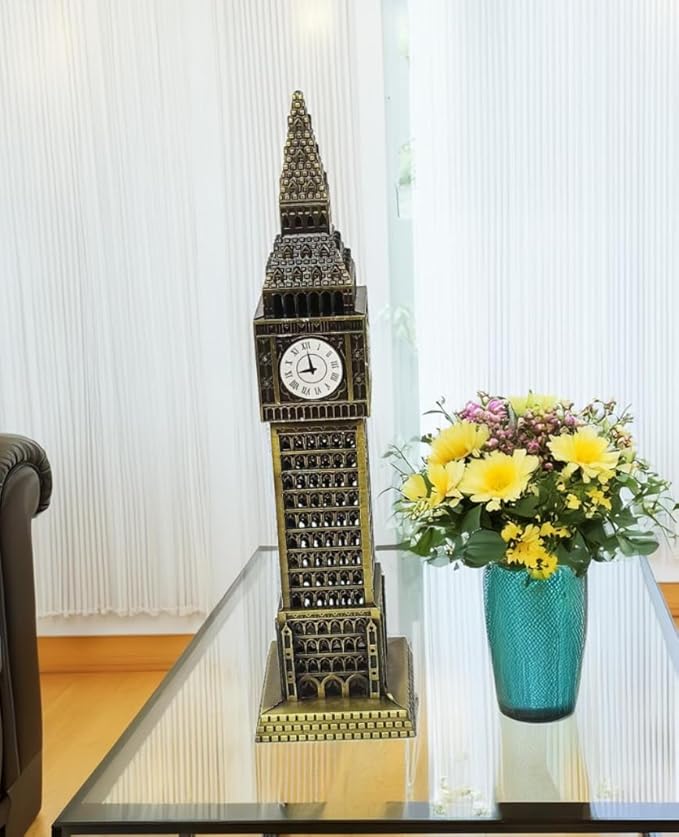 World Famous Building The England Big Ben Clock Tower Antique Vintage Statue for Diwali,Room,Office, Decorative Showpeice for Home, Desk Decor,Table Stand (18 cm, Pack of 1)