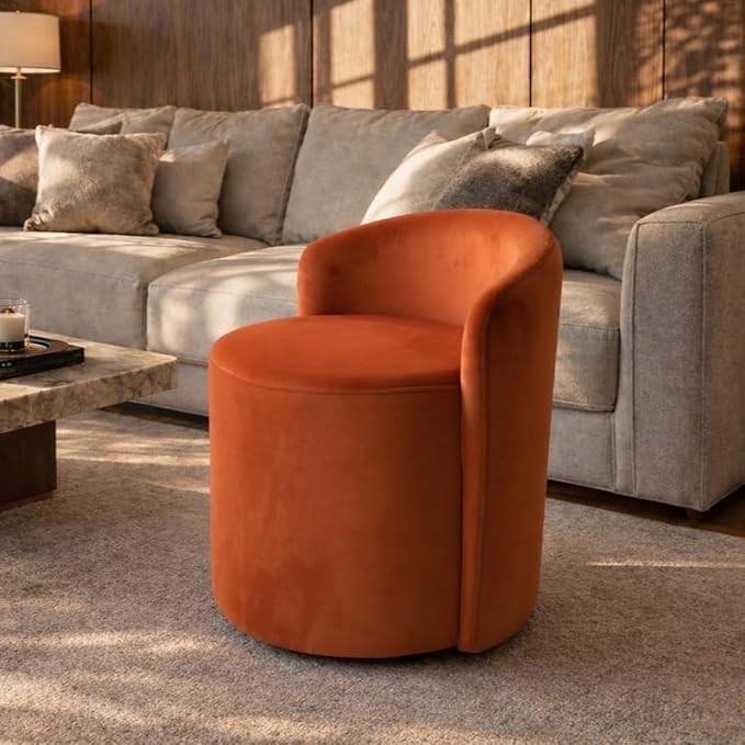 Jaico Wood Seating mudda Puffy Stool Chair for Living Room, Dressing Table, Office, Home Decor, Ottoman pouffes, Sofa Type, and Large .Ottoman and Chair Combined into one (Camel)