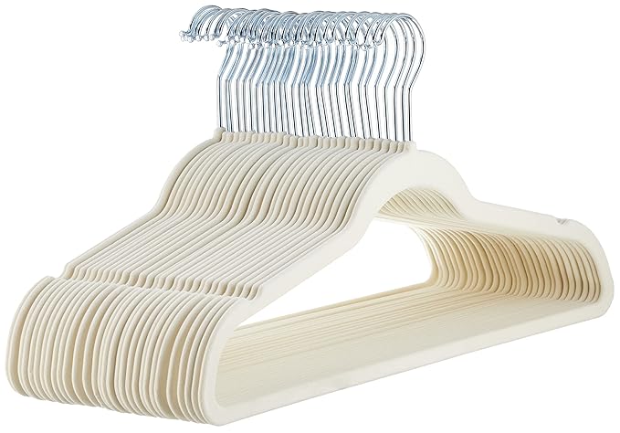 AmazonBasics Velvet Suit Hangers, 30-Pack, Ivory