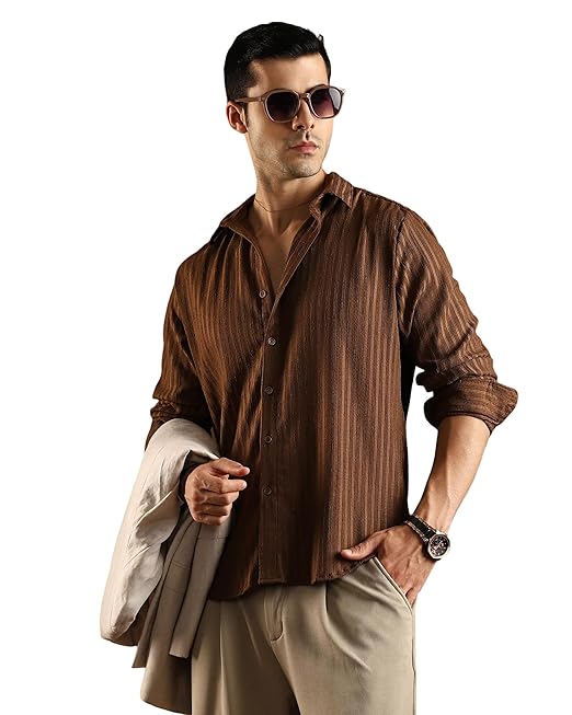 I ENTERPRISE Mens Spread Collar Long Sleeve Multicolor Solid Regular Shirt Slim Fit Office Wear Shirt's for Men | Textured Long Sleeve Cotton Blend | Business & Meeting Ready SR284