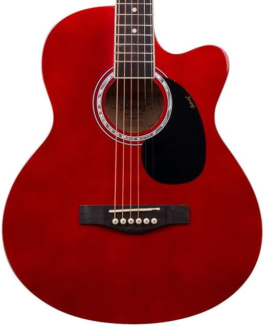 JUAREZ Arpeggio 39 Inch Acoustic Guitar Kit, JRA39SR-RD Spruce Top, Rosewood Fretboard & Bridge, Truss Rod, Chrome Die Cast Machine Tuners, Dark Red