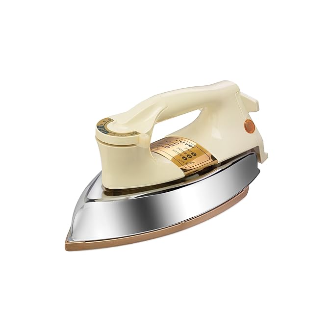 Bajaj DHX-9 1000W Heavy Weight Dry Iron | Advance Soleplate And Anti-Bacterial German Coating Technology | Multiple Temperature Levels | 2 Yr Warranty 【Ivory】
