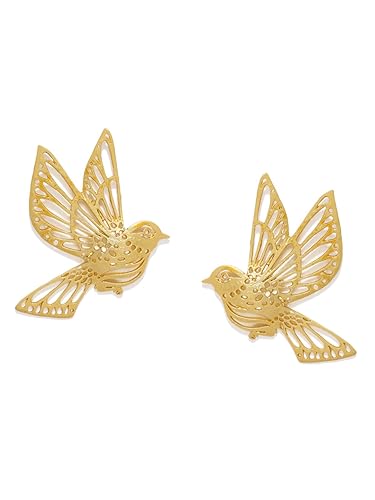 Zaveri Pearls Gold Tone Sparrow Design Stud Earring For Women- ZPFK8135