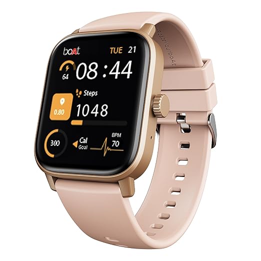 Boat Wave Call 3 Smartwatch 1.83” HD Display with Animated Watch Faces; BT Calling, Functional Crown, Multiple Sports Modes, IP68, HR, SpO2 Monitor, Smart Watches for Men & Women (Spring Blossom)