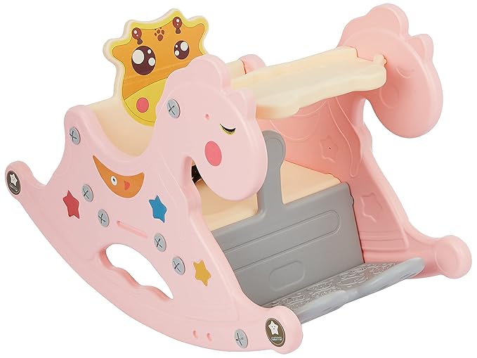 Amazon Brand - Jam & Honey Rocking Horse Sit On Rocker for Kids | Comfortable Grip and Stable Base | for Children 12 Months+ | 72 L x 36 W x 45 H cm | Pink