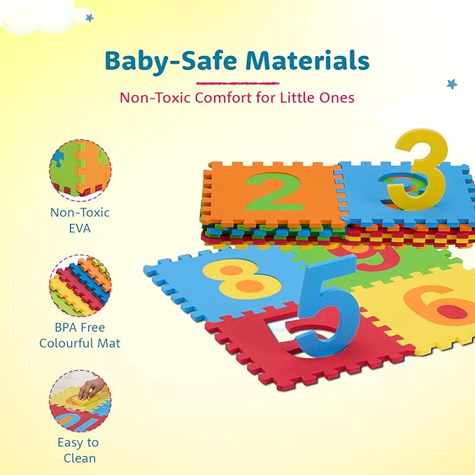Amazon Brand - Supples Kids Hopscotch Game Playmat | BIS Certified | Safe & Soft Non-Toxic EVA Foam Baby Playmat | Multicolor