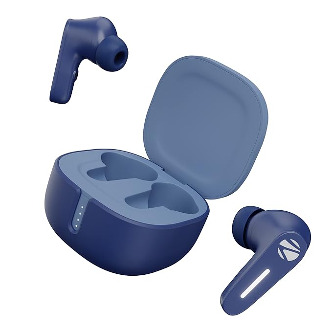 Zebronics Sound Bomb 7 Bluetooth TWS in Ear Earbuds with 60H Playtime, ENC Mic, Rapid Charge, Upto 50ms Gaming Mode, Flash Connect, Voice Assistant, Smooth Touch Control, BT v5.2, Type C (Blue)