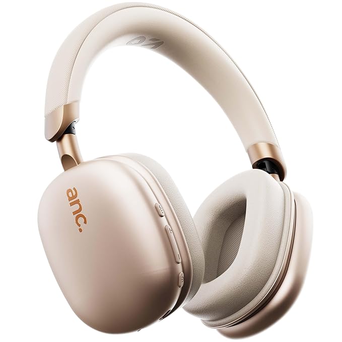 GOBOULT Fluid X Pro ANC Calling, 70Hrs Battery Life, 40mm Boosted Drivers, Foldable Design Bluetooth & Wired Headset (Sand Beige)