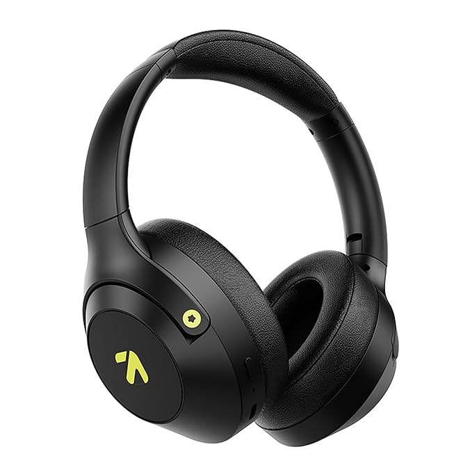 GOBOULT Flex Over Ear Bluetooth Headphones with 80H Playtime, 40mm Bass Drivers, Zen™ ENC Mic, Type-C Fast Charging, 4 EQ Modes, Bluetooth 5.4, AUX Option, 60ms Low Latency, IPX5 (Pure Black)