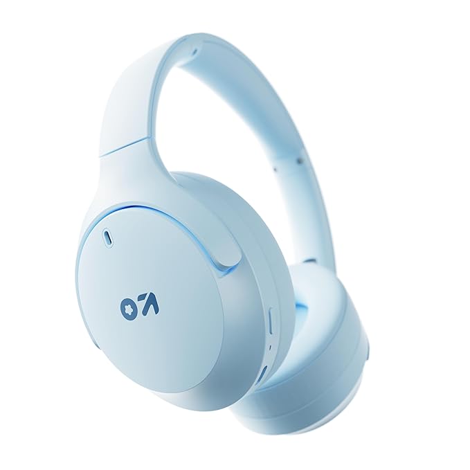 GOBOULT Q Over Ear Bluetooth Headphones with 70H Playtime, 40mm Bass Drivers, Zen™ ENC Mic, Type-C Fast Charging, 4 EQ Modes, Made in India, IPX5 Headphones Wireless with mic (Ice Blue)