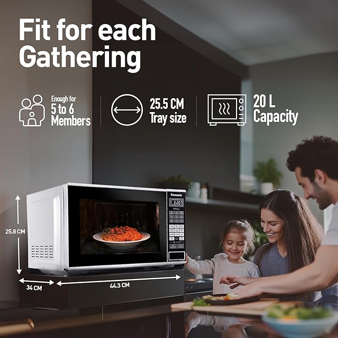 Panasonic 20L Grill Microwave Oven(NN-GT221WFDG,White, 38 Auto Cook Menus )