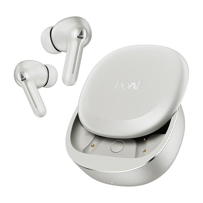 Boat 2025 Launch Airdopes Prime 413, 4Mics ENx, 50hrs Battery, Multipoint, App Support, BT v6.0, 12mm Drivers, ASAP Charge, Bluetooth Earbuds, TWS Ear Buds Wireless Earphones with mic (Cool White)