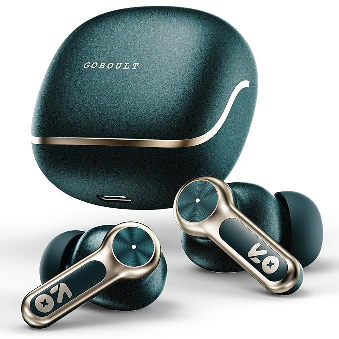 GOBOULT Raven in Ear TWS Earbuds with 70H Playtime, App Support, Quad Mic ENC, 50ms Ultra Low Latency, Dual Device Pairing, 10mm Driver, Bluetooth 5.4 Wireless Earbuds (Emerald Green)
