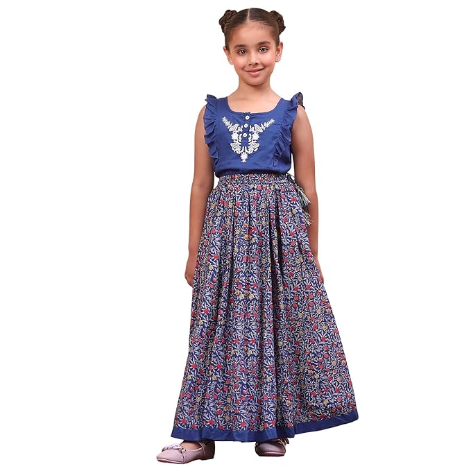 BIBA Girl Cotton Straight Printed Co-Ord Set