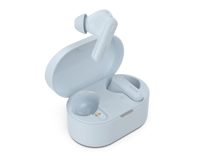 Philips TAT1108BL/00 True Wireless Earbuds, in-Ear Bluetooth v5.3 Earphones with Mic, 15H Play Time, Shank Shape, IPX4, Touch Controls & Charging Case for iPhone/iPad (Blue)