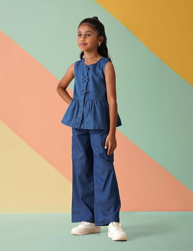 Amazon Brand - Symbol Girl's Lightweight Denim Loose Pants