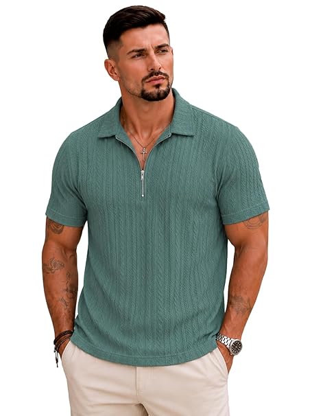 TAGDO Men's Chain Jacquard Polo T Shirt | Half Sleeve | Comfortable Fit Wear | Stylish Casual Look | Breathable Feel |Modern Style | Easy Movement | Everyday Wear (Polo)