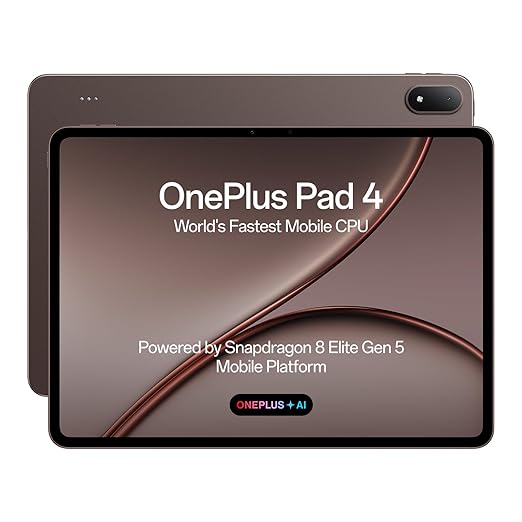 OnePlus Pad 4, Snapdragon® 8 Elite Gen 5 Platform, 33.53cm 13.2" 3.4K Screen, 144Hz Adaptive, 8 Speakers, AI Powered, PC-Level Productivity, 13,380 mAh Battery, 12GB + 512GB, WiFi,Dune Glow