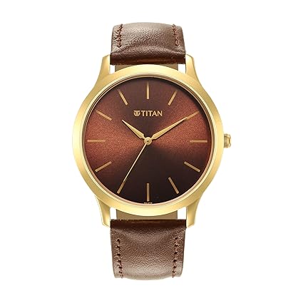 Titan Karishma Quartz Analog Brown Dial Brown Leather Strap Watch for Men - NT1825YL04