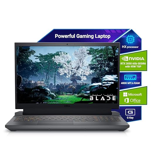 Dell G Series, 13th Gen Intel Core i5-13450HX, NVIDIA RTX 3050-6GB, 16GB DDR5, 512GB SSD, FHD, 15.6"/39.62cm, Windows 11, Microsoft Office Home 2024, 2.65KG, G15-5530, Backlit Keyboard, Gaming Laptop