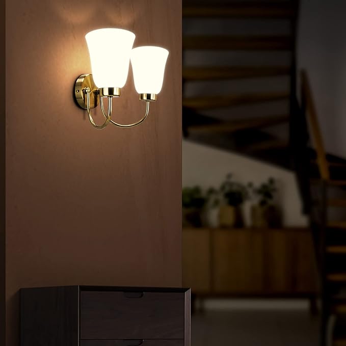 wipro BeuHome Single Wall Light BW02 | Premium Indoor Decorative Light with Contemporary Sleek Design | Antique Surface Mounted Classic Wall Light for Bedroom, Living Room | E27 (2H, Brush Bronze)